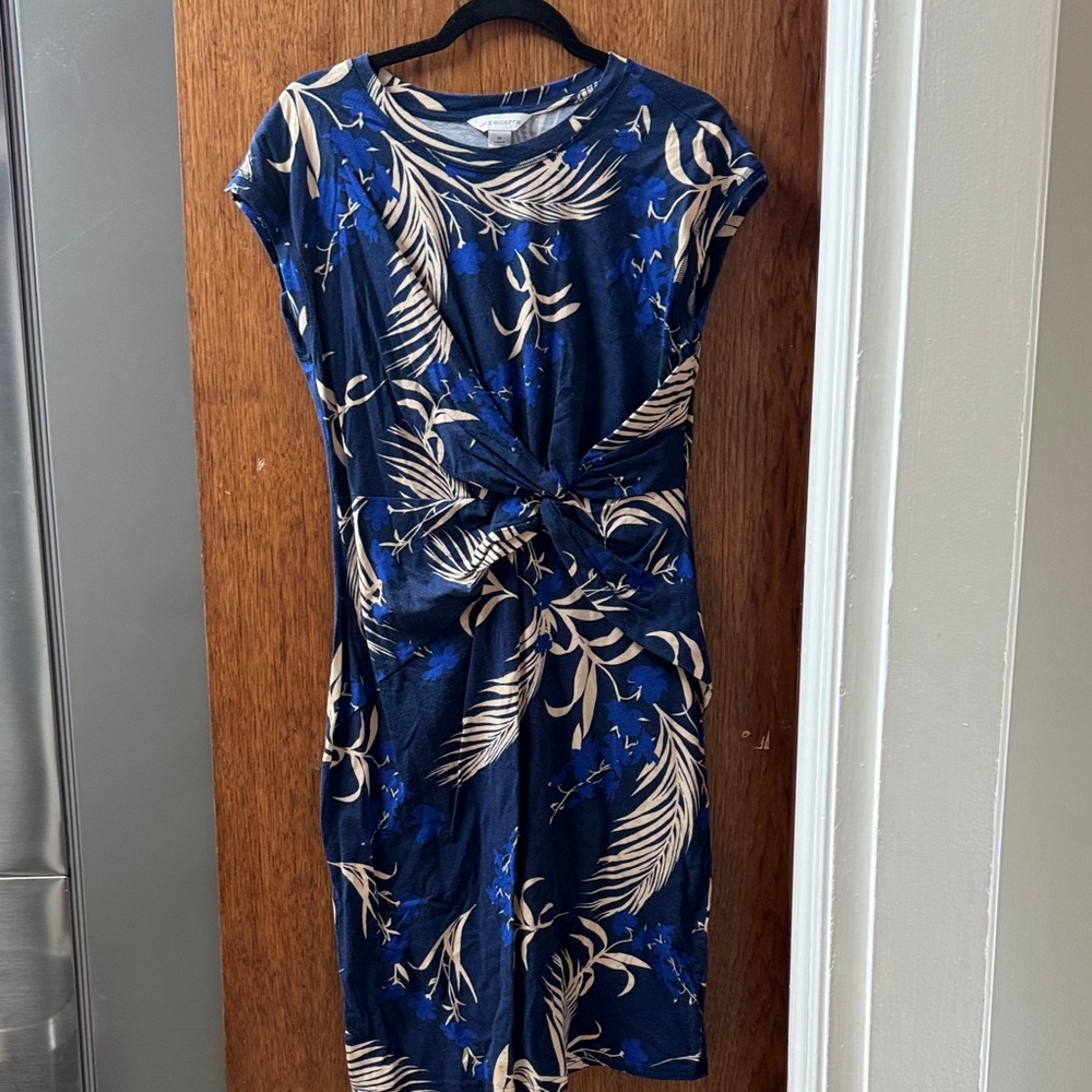 Liz Claiborne Navy and Beige Midi Dress
